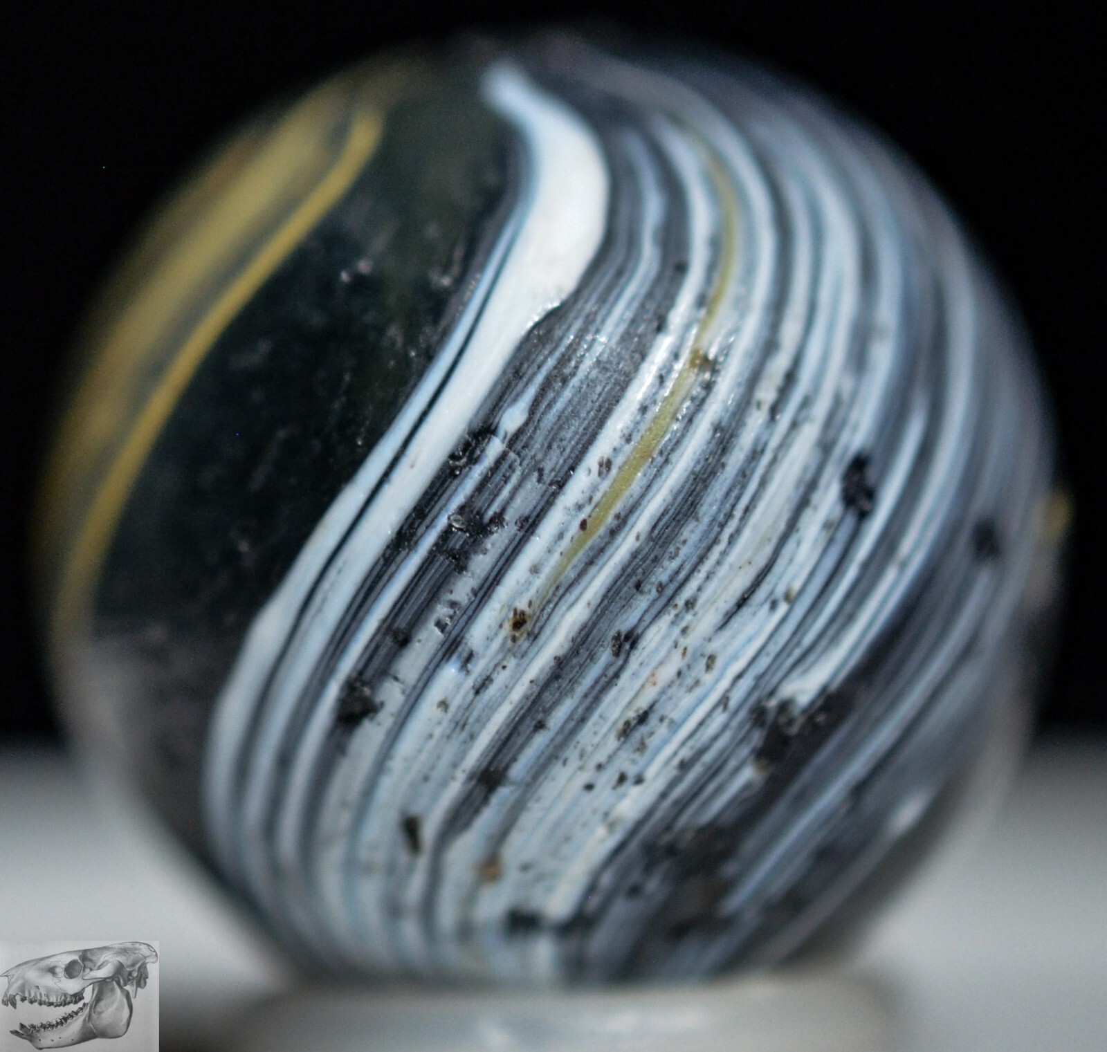Handmade Indian Blue Maglite Marble, 11/16 in, Good+, Germany, 1860-1920, S1102