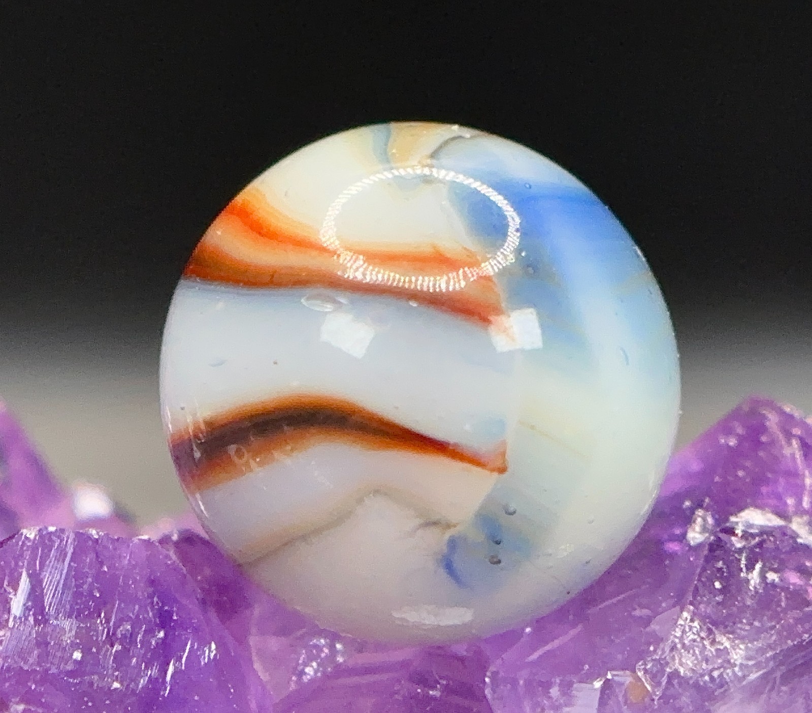 EPIC Vintage Peltier Glass Rainbo Blended Marble – UNUSUAL COLORS – .64″ Mint-