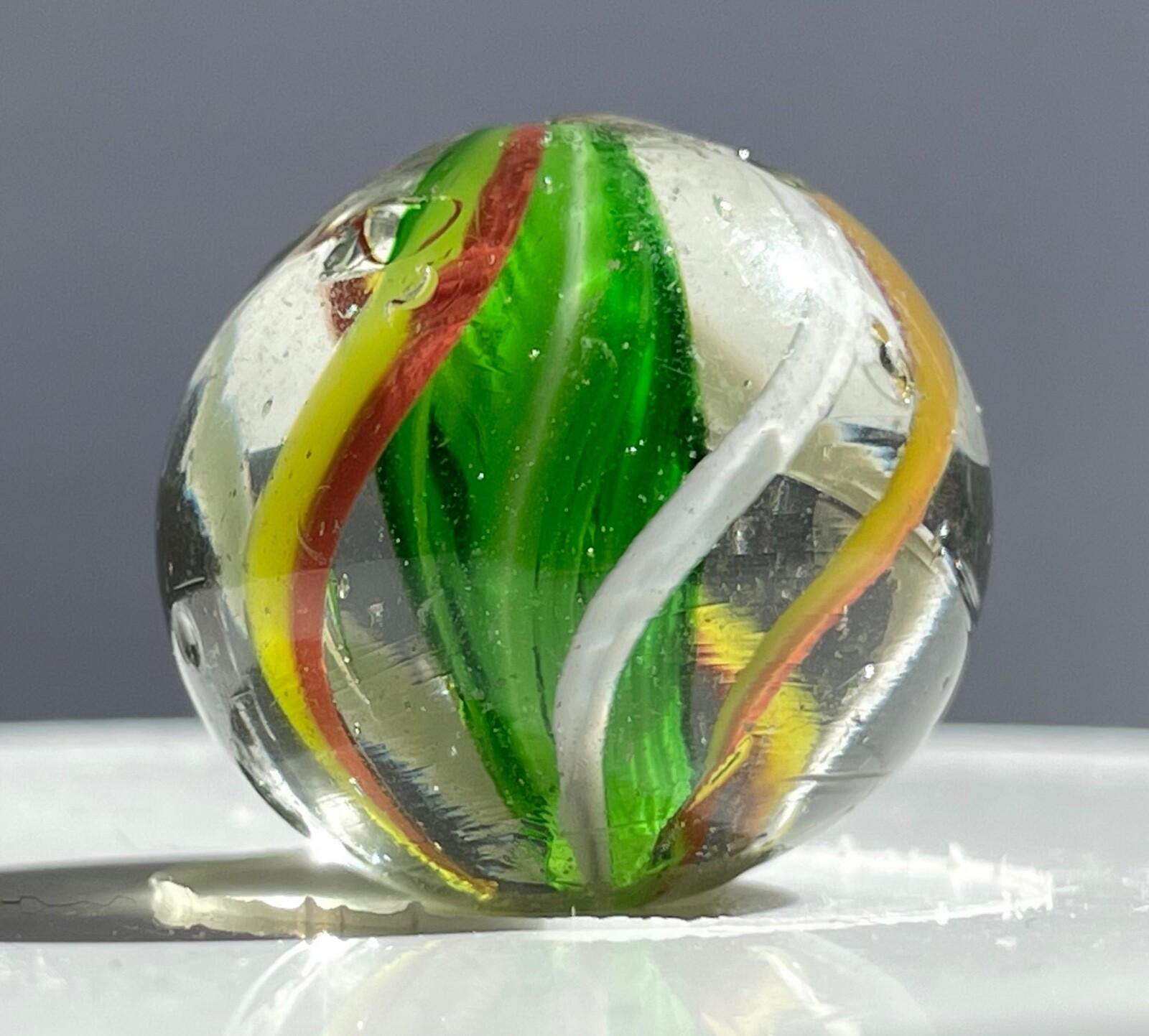 Green Sheathed Latticinio Core Marble 23mm (29/32”)