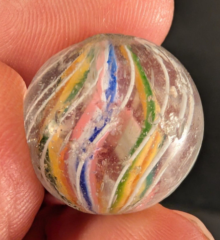 Vintage German Latticinio Core Swirl Marble Glass .759″ (6 colors)