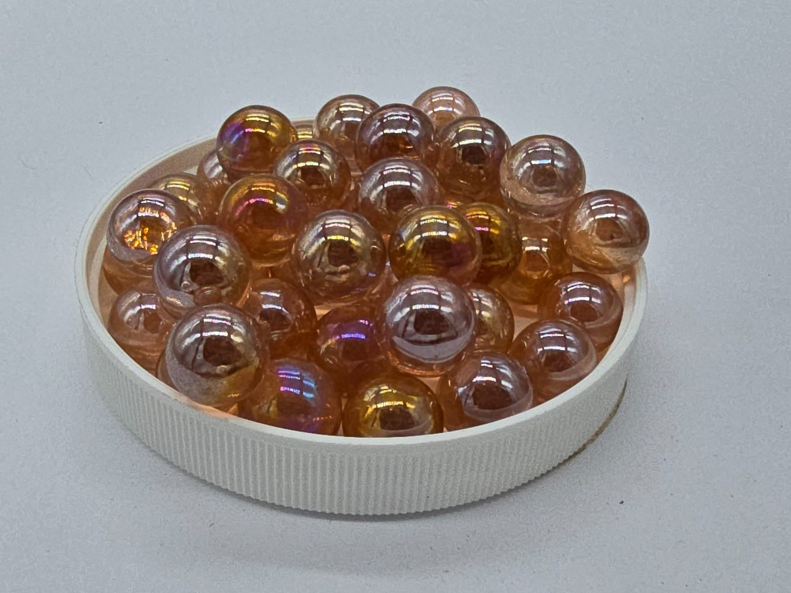Vintage 14mm “Luster Peachy Pink” Pack of 5 Player Glass Marbles (~9/16 inch) –