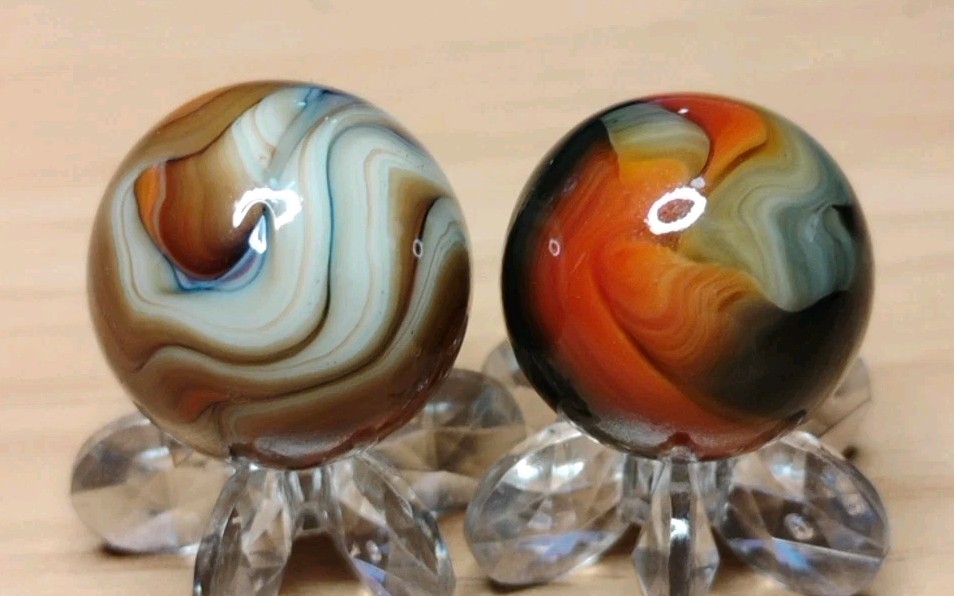.76″-.73″ JABO/D.A.S. MARBLES🔥LOT X2 GLASS SWIRL TOYS NM