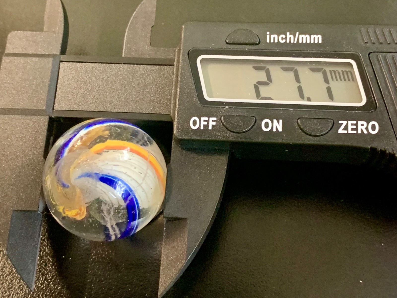 Antique German Latticinio Core Swirl Glass Marble 27.7 mm 1.1 in