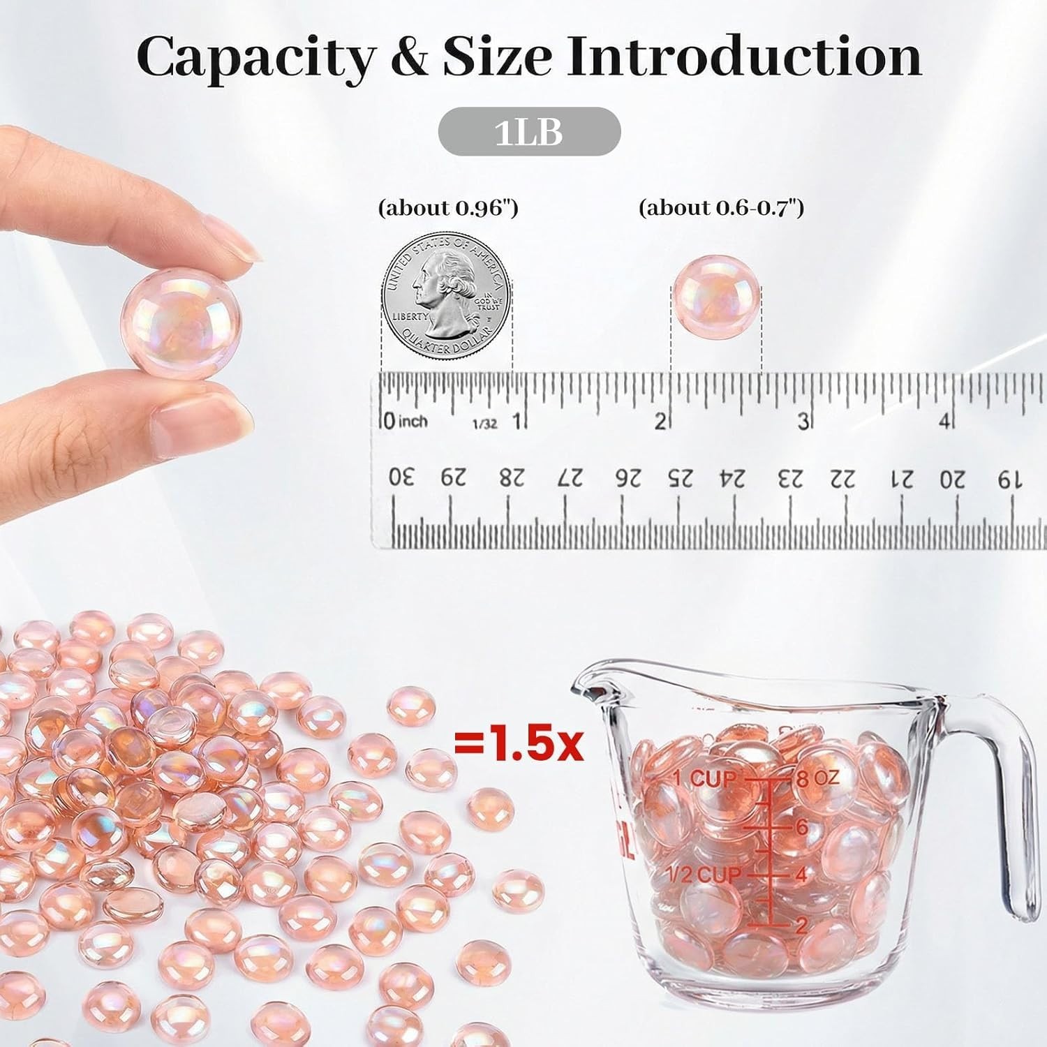 1LB Flat Glass Marbles, Champagne Decorative Marbles for Vases Aquarium Pebbl…