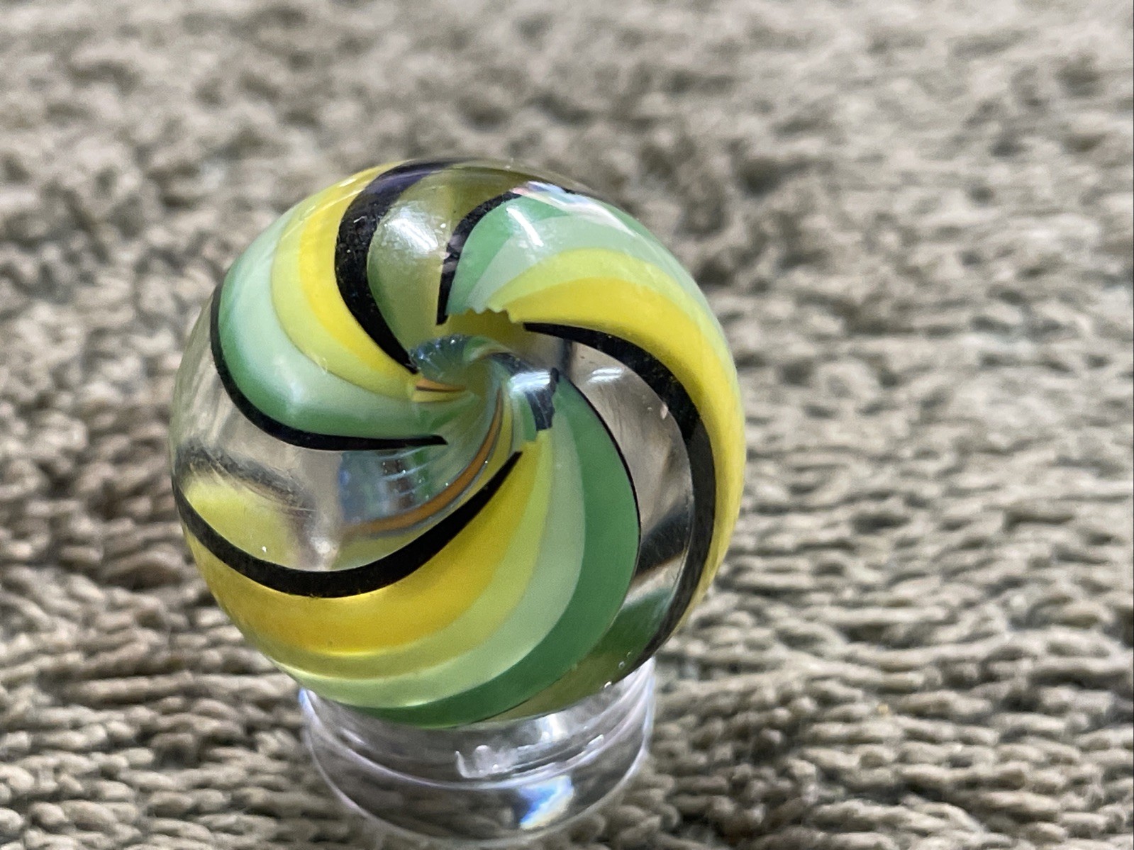 Handmade Contemporary Glass Art Marble .9” Spiral Dichroic Swirl
