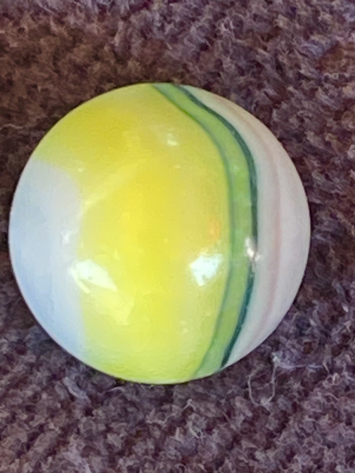 vintage vitro agate marble King Yellow Blue Lavender Patch Swirl 5:8