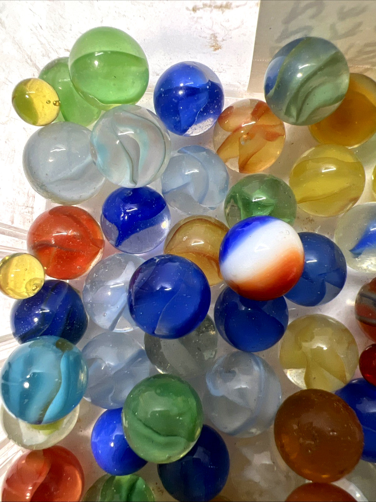 Estate Item Antique Vintage Lot Of Clear/Swirl Glass Marbles lot 32
