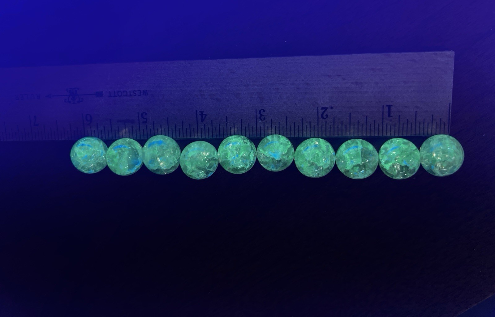 VTG Vaseline Uranium Fried Crackle Glass 1/4” Marbles UV Glow Peewee Lot Of 10