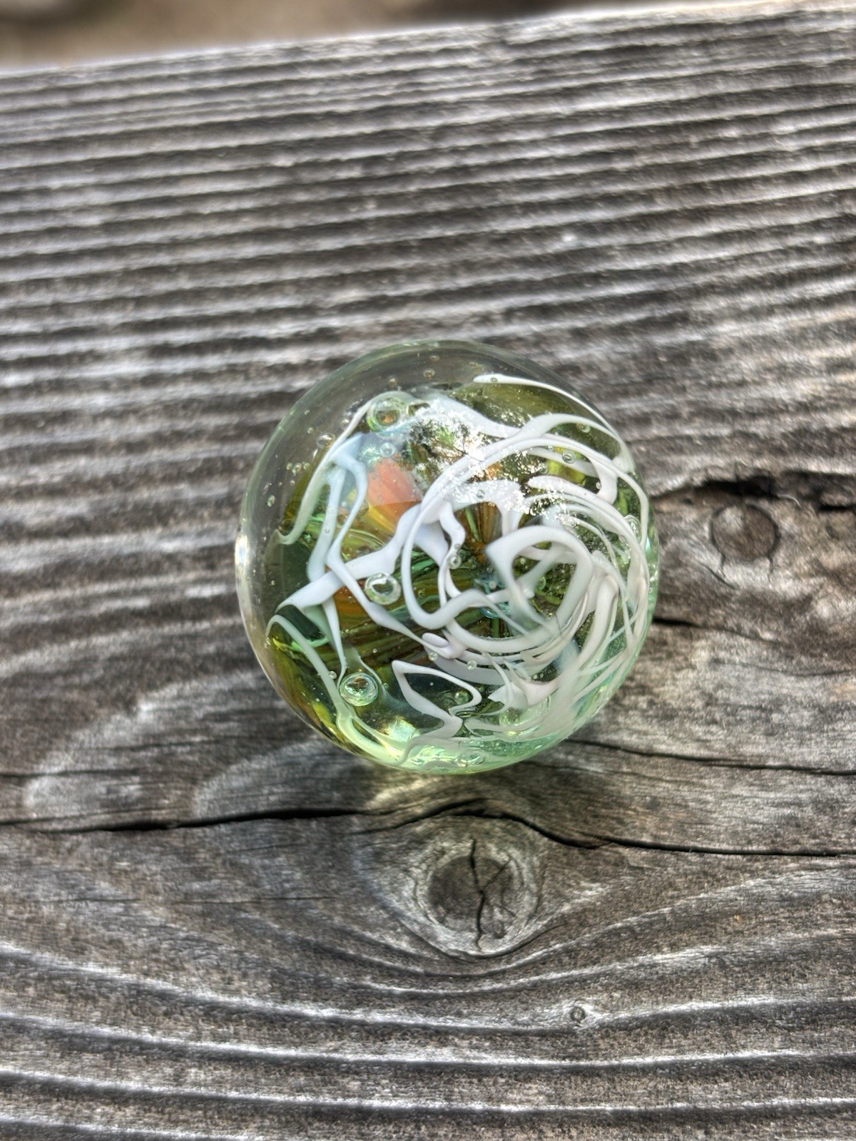 Handmade Glass Marble Sweet Orange Floral Murrini Marble With Root System
