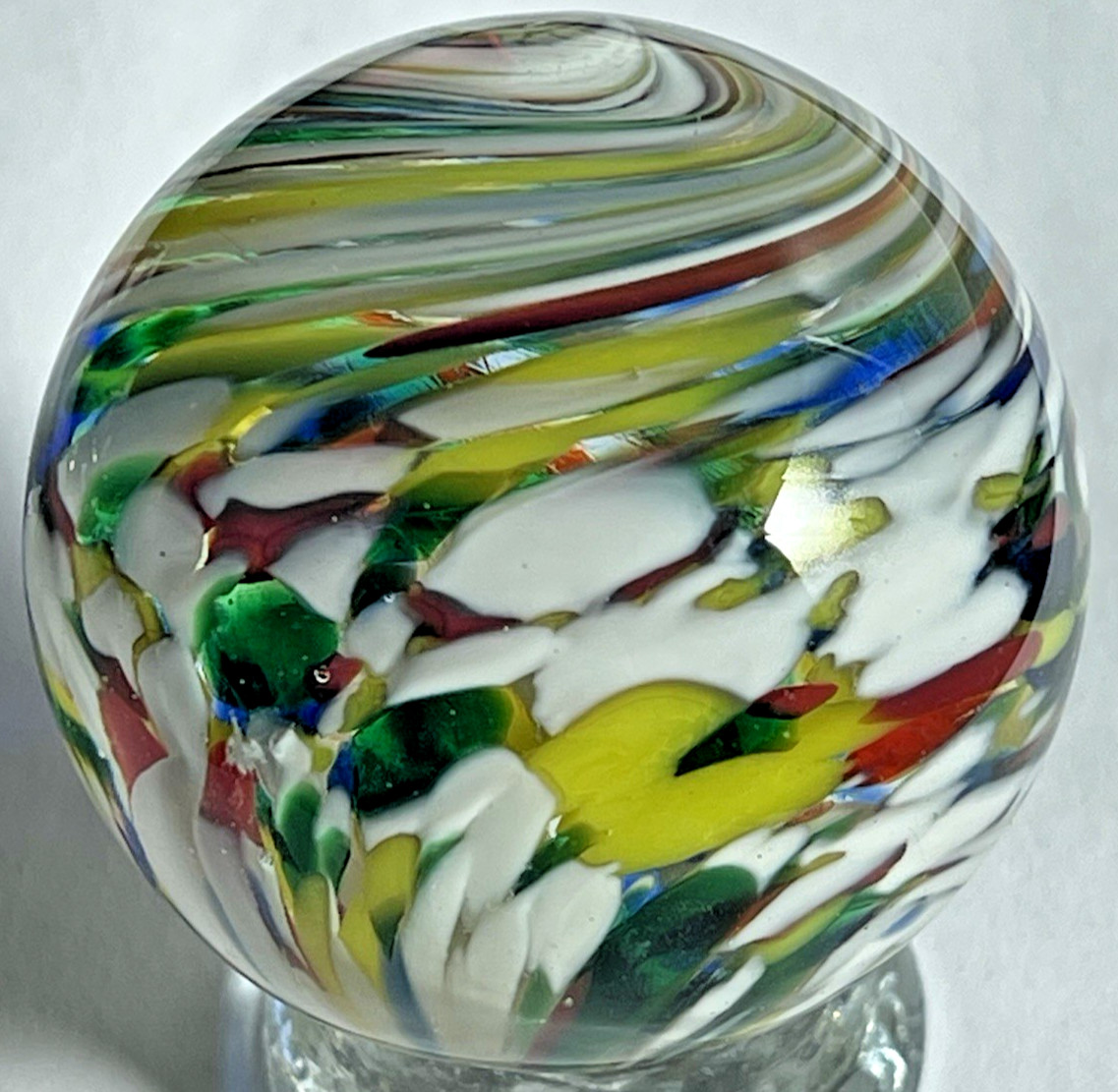 VTG 1993 JIM DAVIS MARBLE SIGNED HANDMADE GLASS ART 1.95″ SPIRAL TWIST FADE AWAY