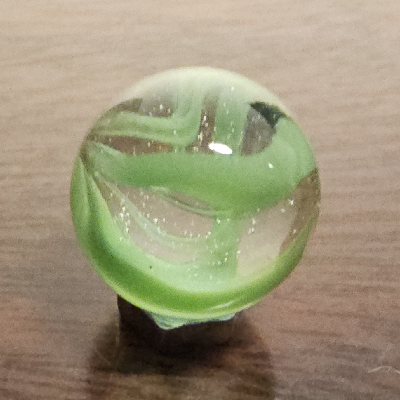 Vintage Vacor Green Spaghetti Ribbon .625″ Glass Marble