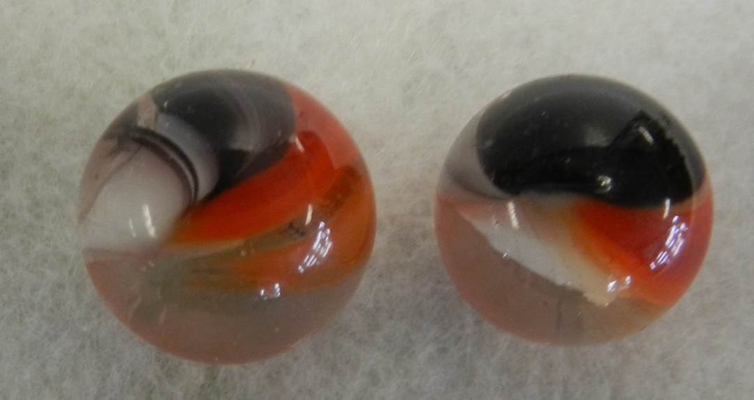 #21111m Vintage Pair of Cull Master Marble Tiger Eye Marbles .65 and .69 Inches