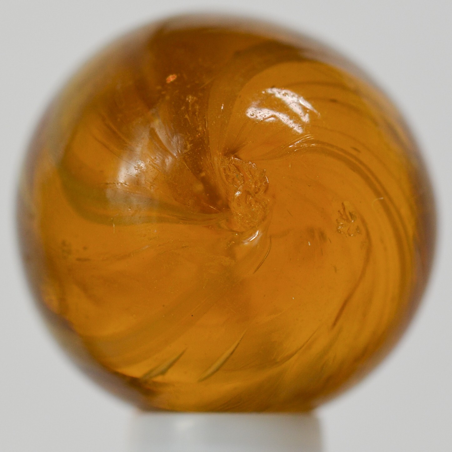 Handmade Gooseberry Marble, Amber Glass, 11/16 in, NM, Buffed, Germany, S1403