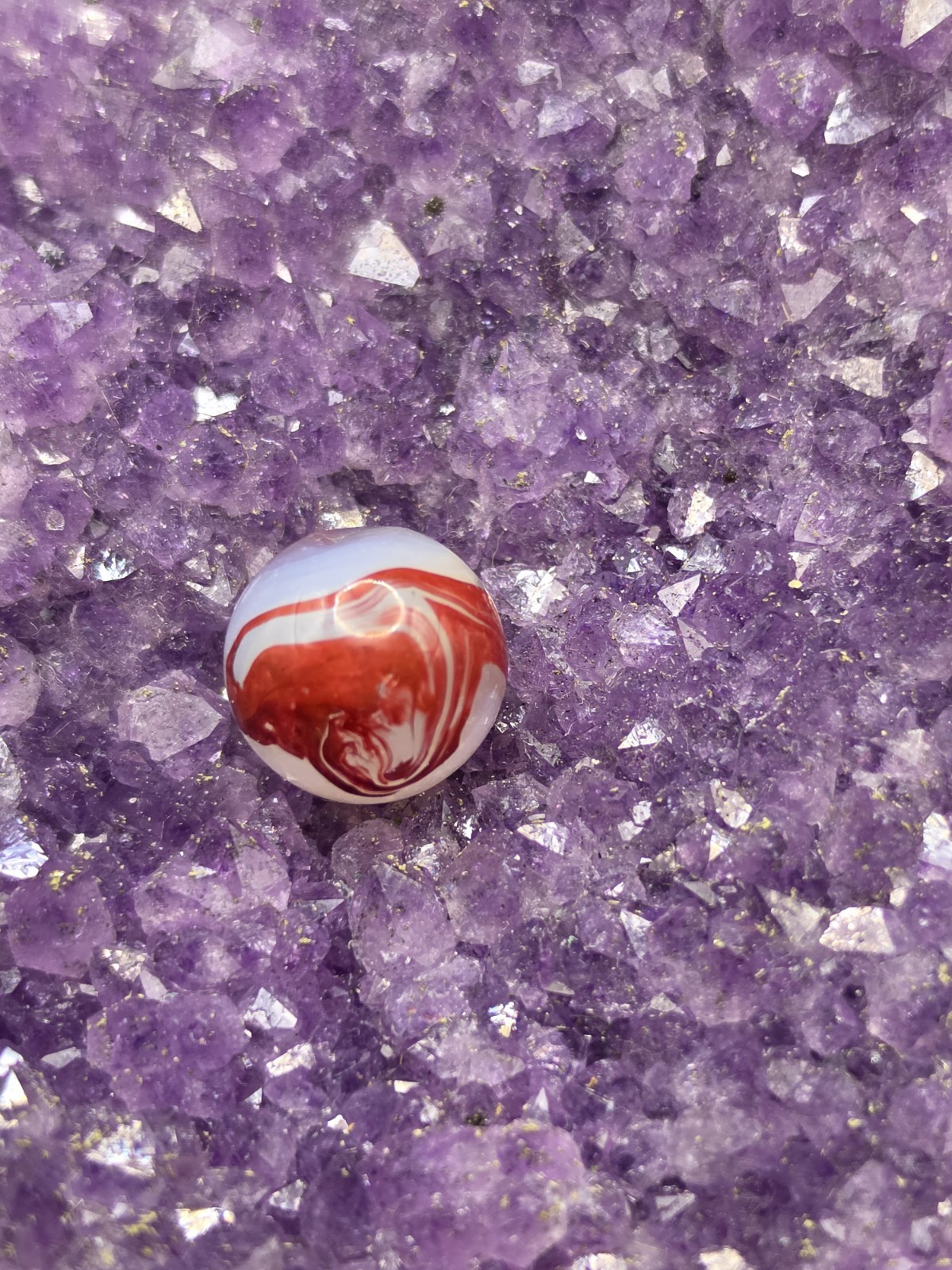 Akro Agate Silver Oxblood Marble