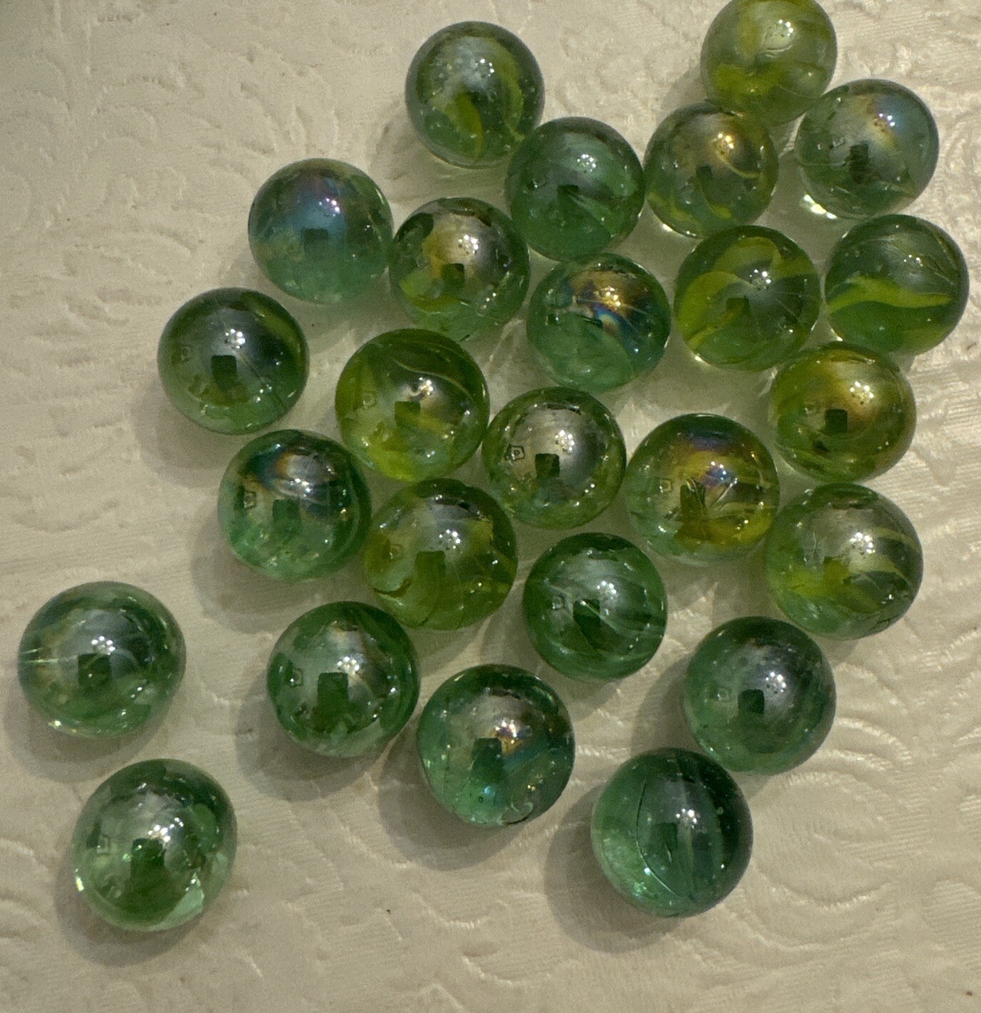 Lot 25 Cat’s Eye Iridescent Marble Green Cats Cat Yellow Bands