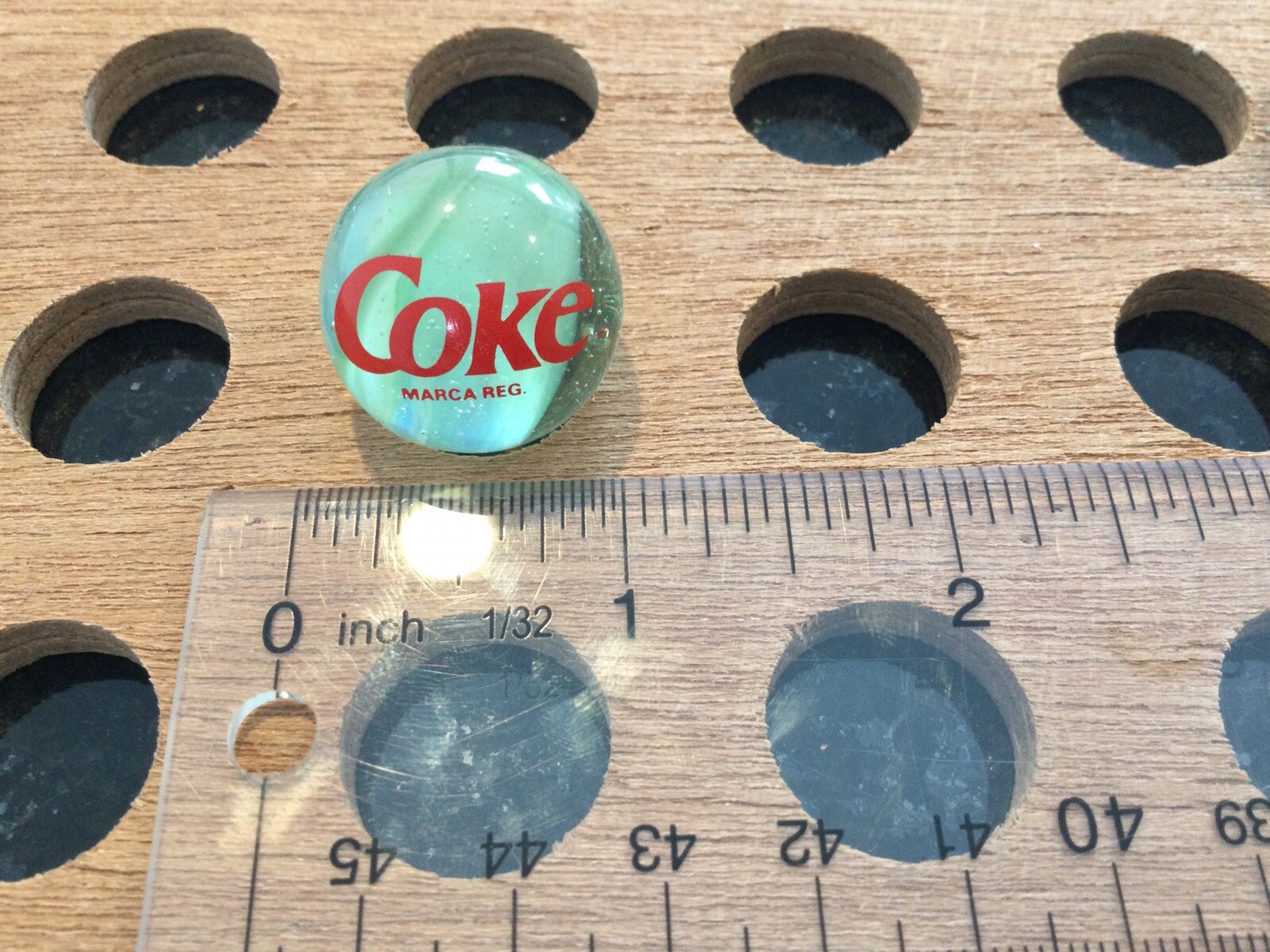 Vintage | Coca-Cola Glass Marble | Green & Clear | 1991