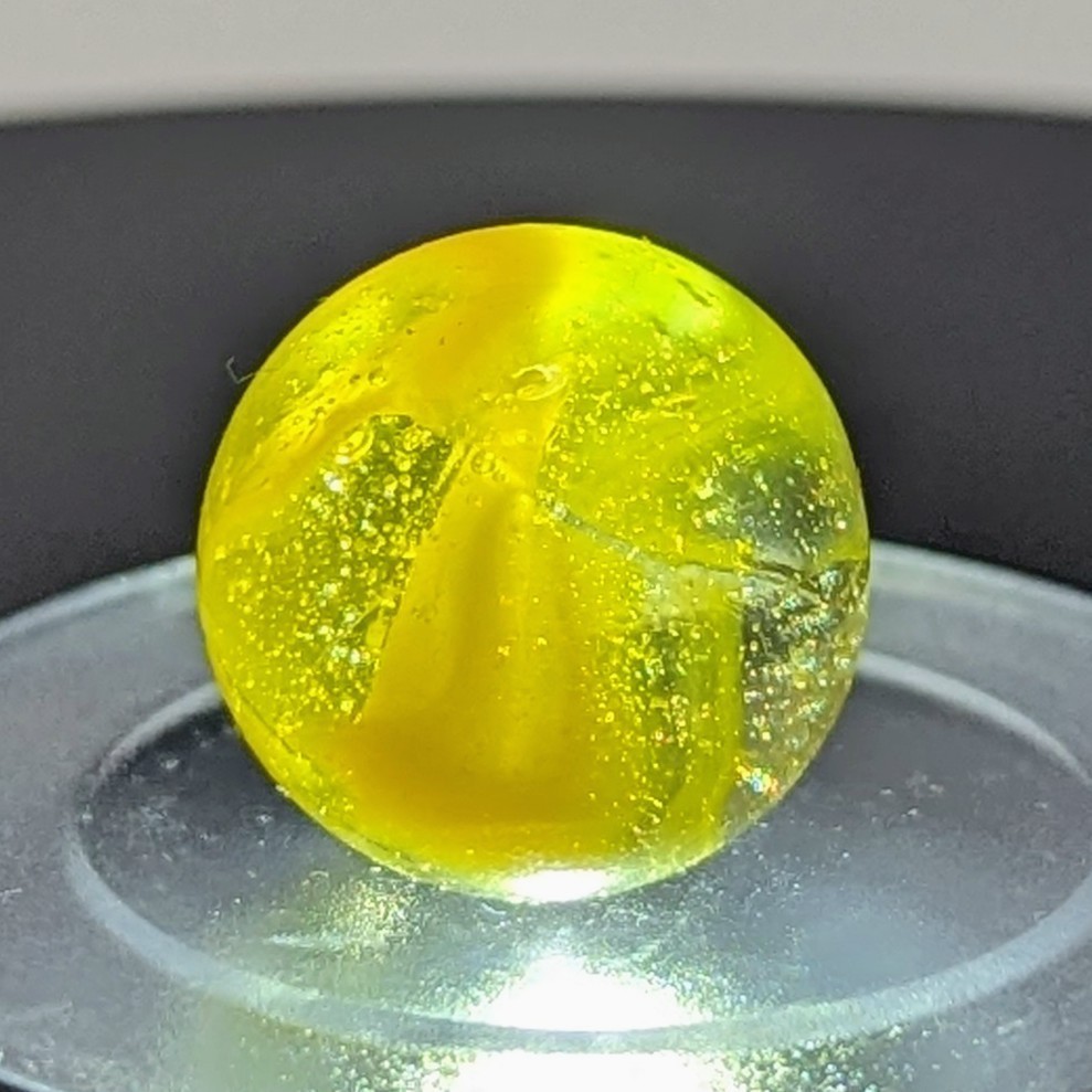 Vintage Christensen Agate Company Electric Yellow Swirl Glass Marble 5/8″…