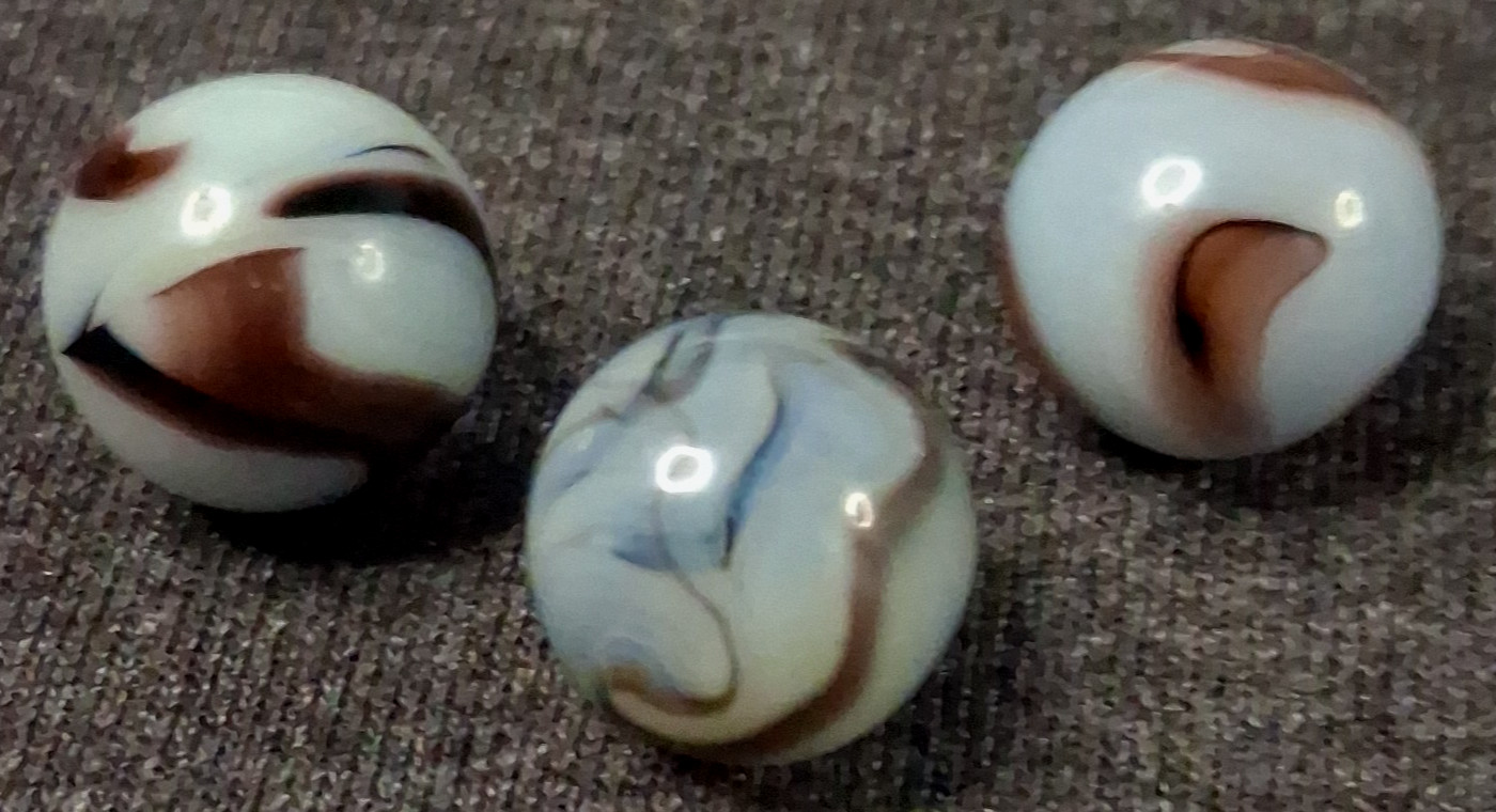 Vintage Alley Agate Set Of 3 Swirl Marbles 5/8″ – All Mint Condition 526187