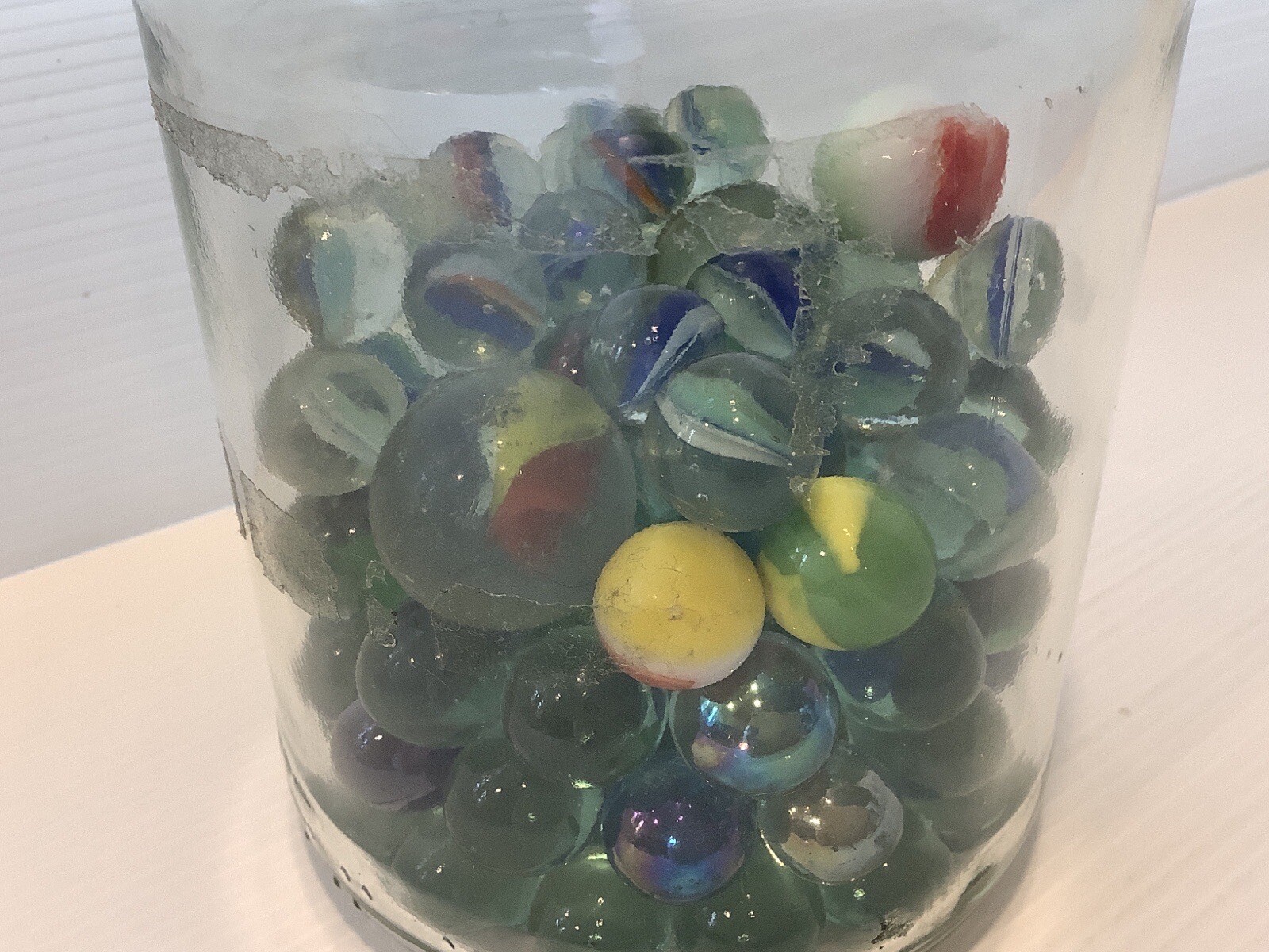 Marbles Glass In Large Vintage Coffee Glass Jar Lot 2 Toys Tom Bowlers