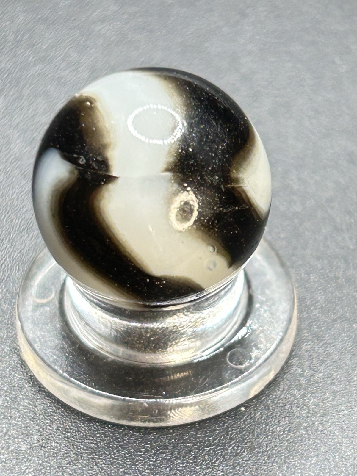 Peltier Zebra Marble w/ Aventurine Vintage Marbles 0.591”