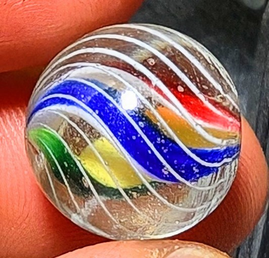 21/32″ Early Precision Caged Bold Coloured Triple Divided Core German Marbles MM