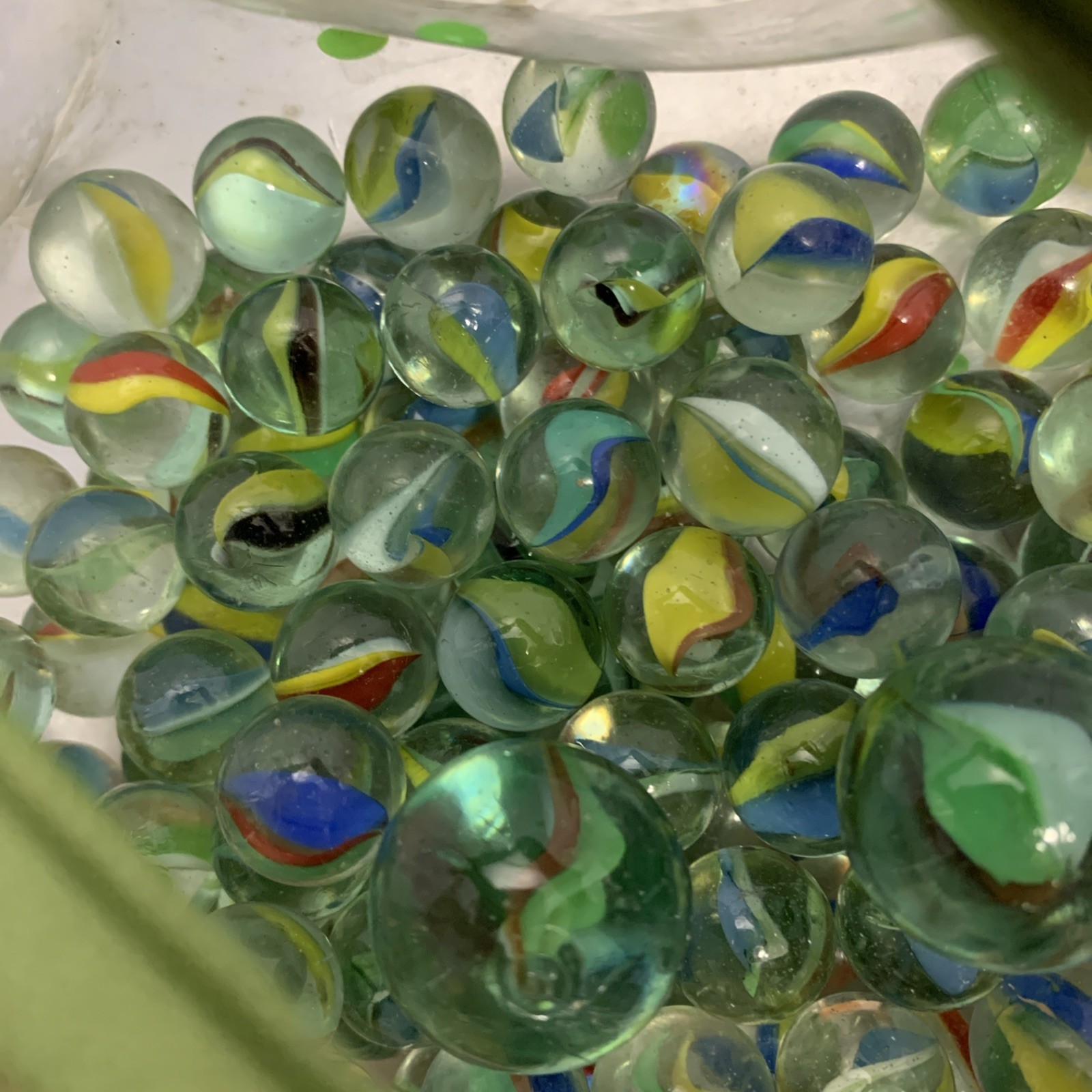 Lot of Mixed Cat Eyes Marbles – 16mm – 1.4 lbs – Red Orange Yellow Green Blue