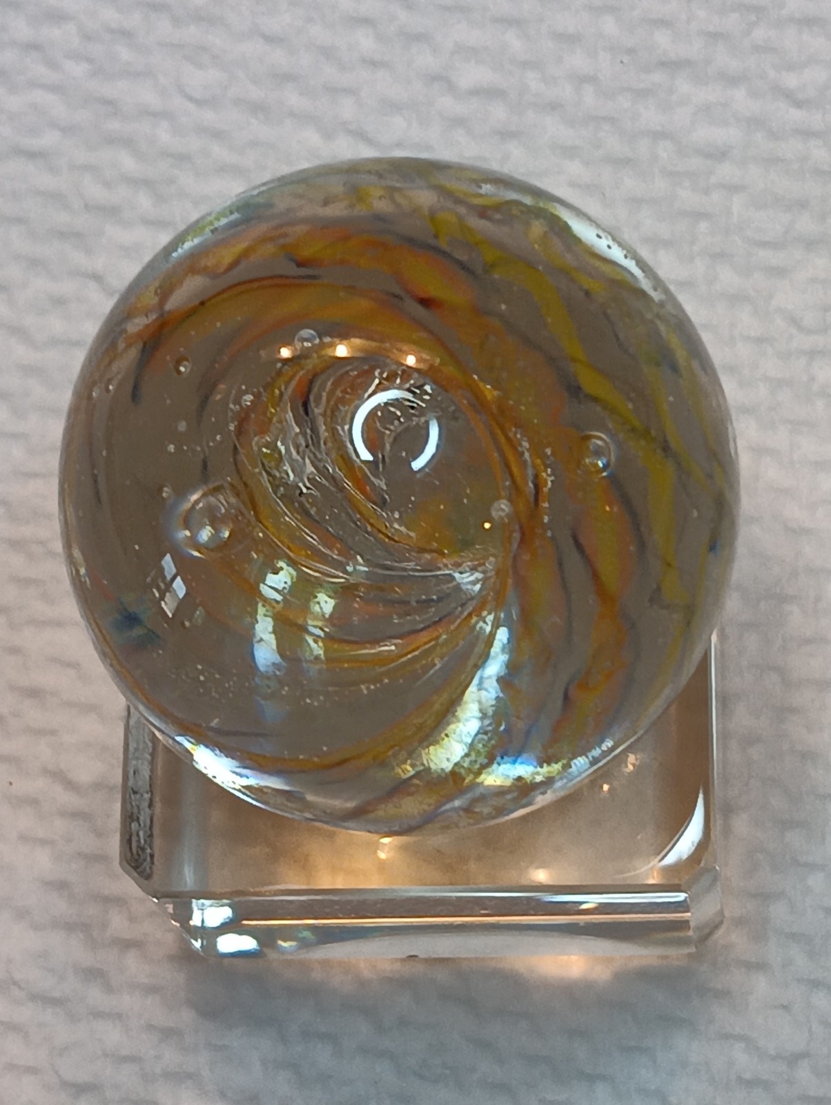 Contemporary Marble 1.21 Inches. Clear Base With Multi Colored Swirling Vortex