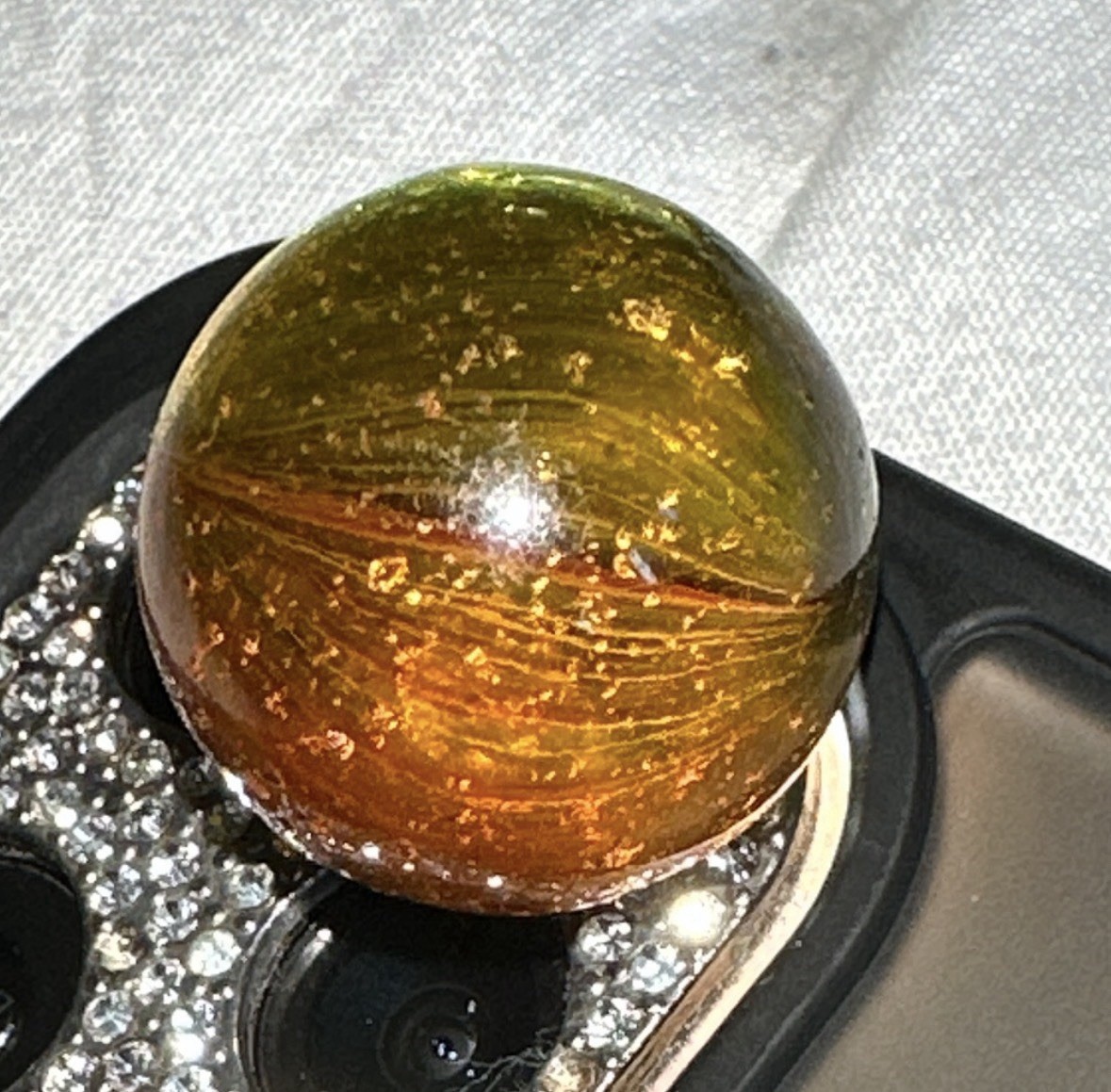 Rare 20mm Peltier NLR Golden Rebel Shooter – Heavy Adventurine – Cadmium Glow