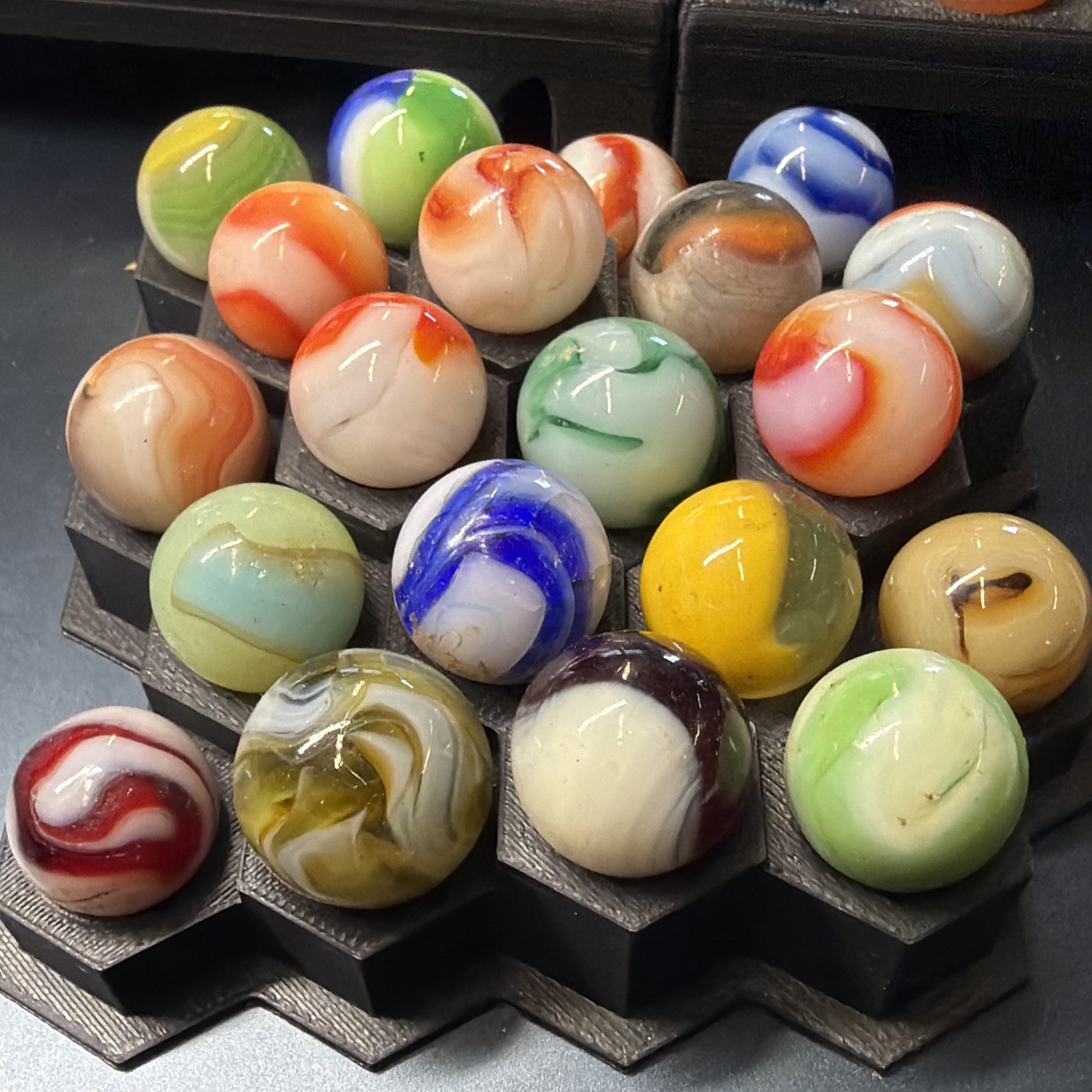 Vintage Glass Marbles Vitro Akro Patch, King Tri, Agate, Christensen 70 Pc Lot