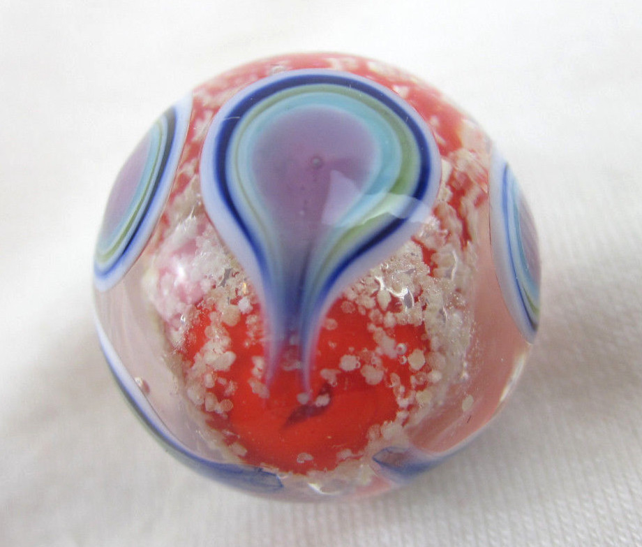 22mm NAMASTE Handmade GLOW IN THE DARK art glass Red Marble ball 7/8″ SHOOTER