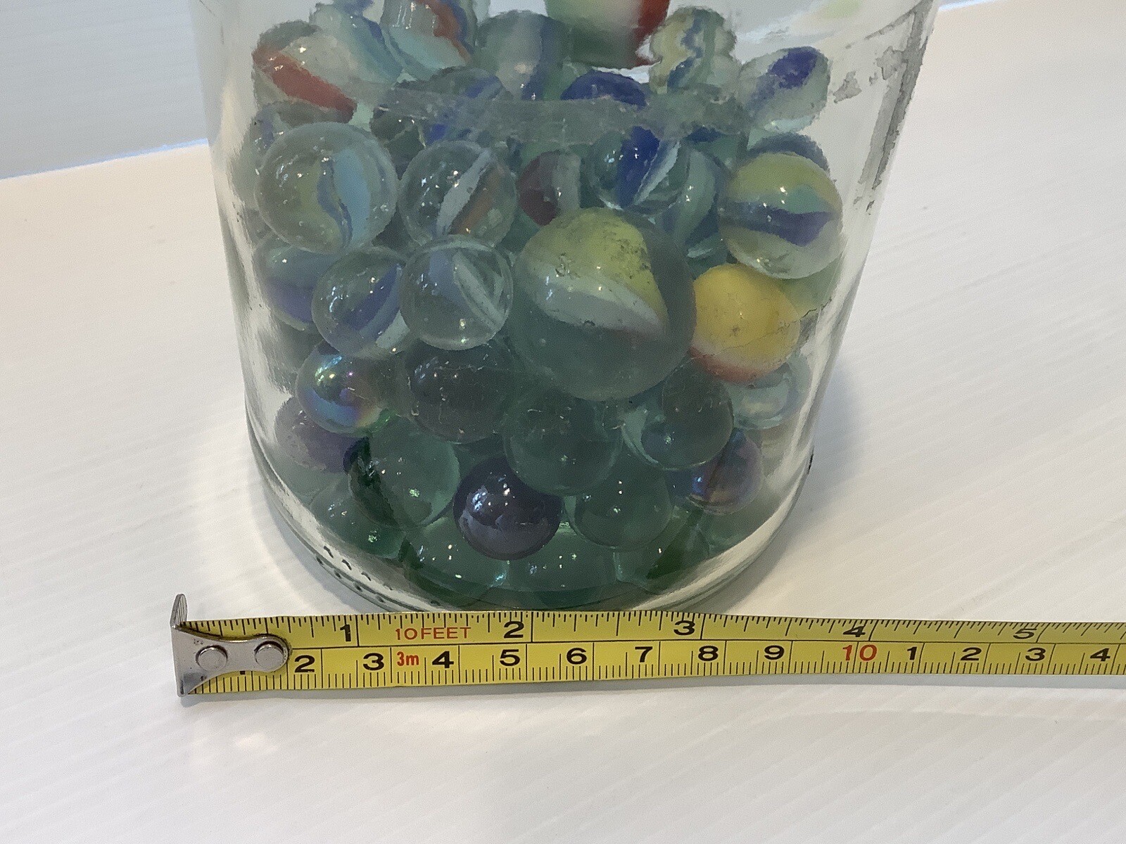Marbles Glass In Large Vintage Coffee Glass Jar Lot 2 Toys Tom Bowlers