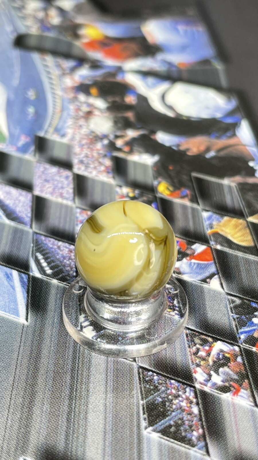 Alley Or Champion Brown & White Crazy Swirl Mystery Marble Vintage Marbles .591