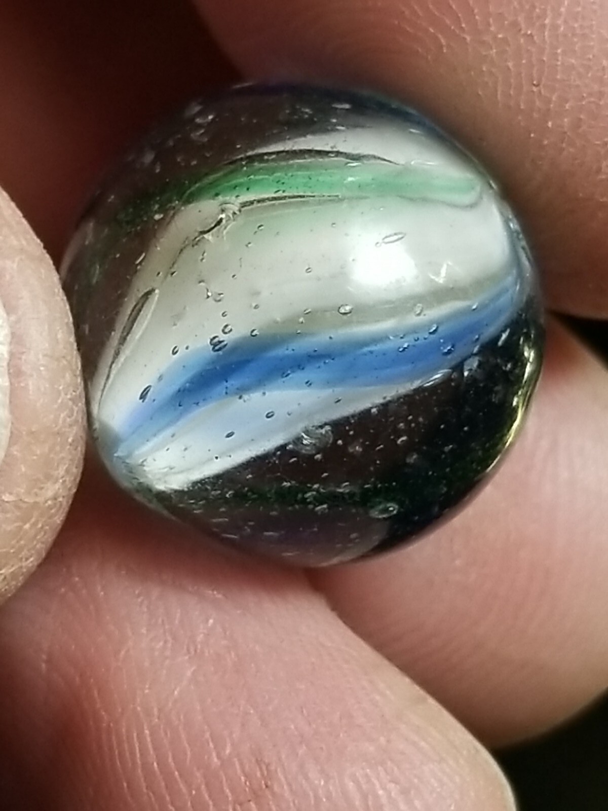 Antique Shrunken Lobed Solid Core Caged Swirl- 23/32″ Mint Condition
