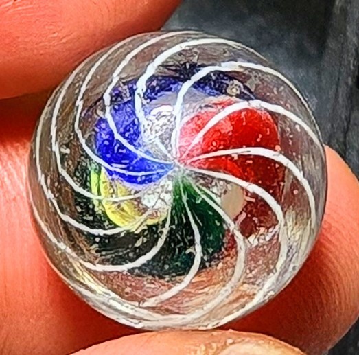 21/32″ Early Precision Caged Bold Coloured Triple Divided Core German Marbles MM