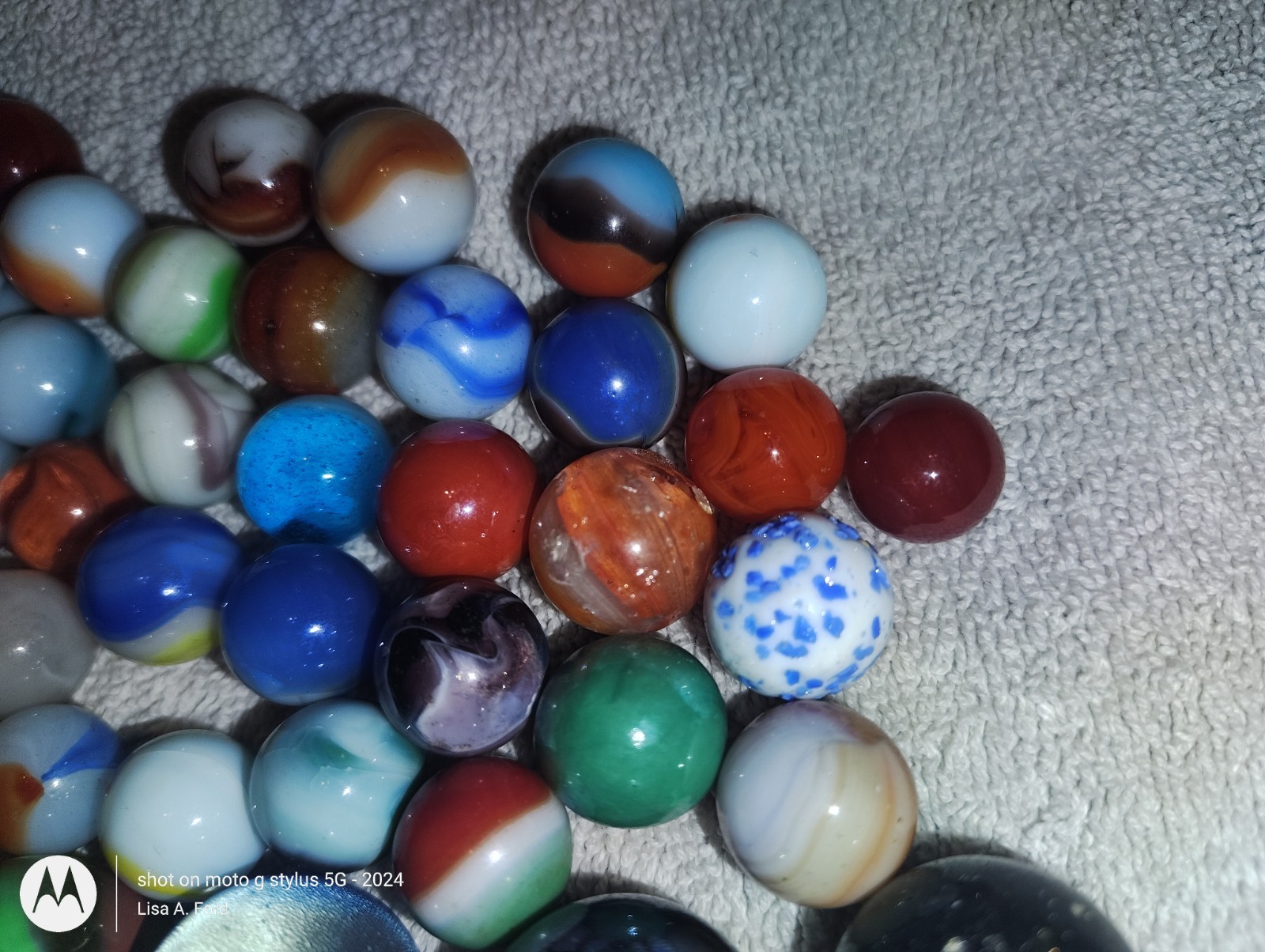 Vintage Marble Lot 49 Glass Marbles 5 Shooters UV Reactive Confetti Estate Mix