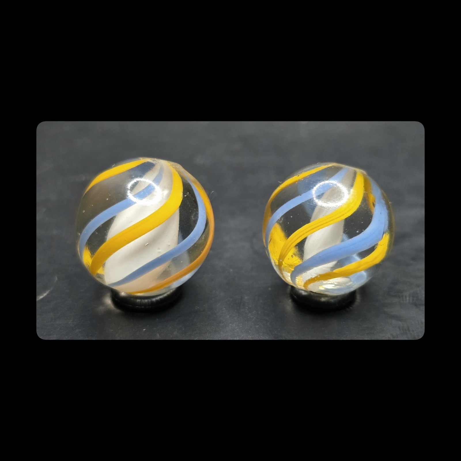 ~Mic’sMibs~11/16″ Two Same/Similar Cane Solid Core Swirls Mint 9.7 & 9.5