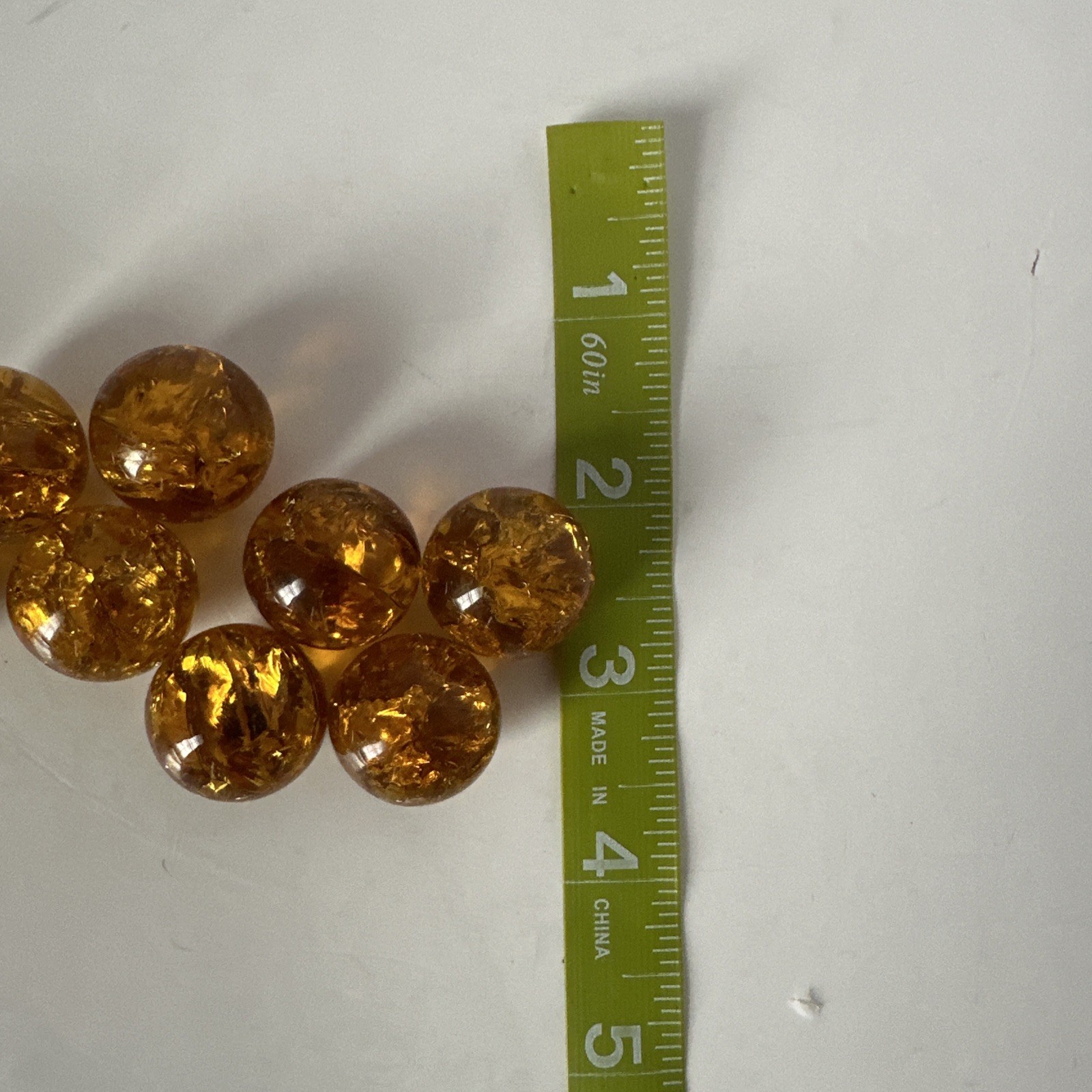 100 Vintage Amber Gold Crackled Glass Marble