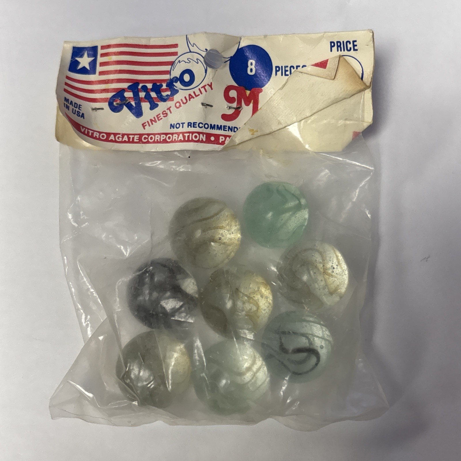 8 Vtg Vitro Agate Caged Cats Eyes Shooters Marbles Lot