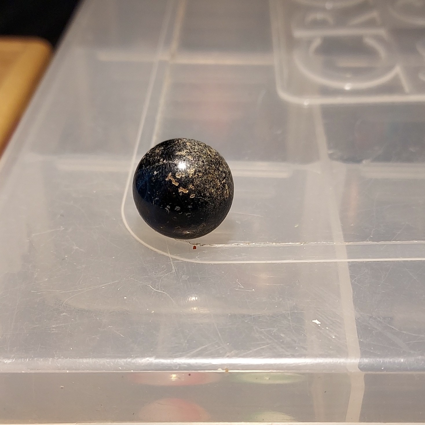 Black Glass Toy Marble – Gold Speckles, Single, Machine Made, Ages 4-11