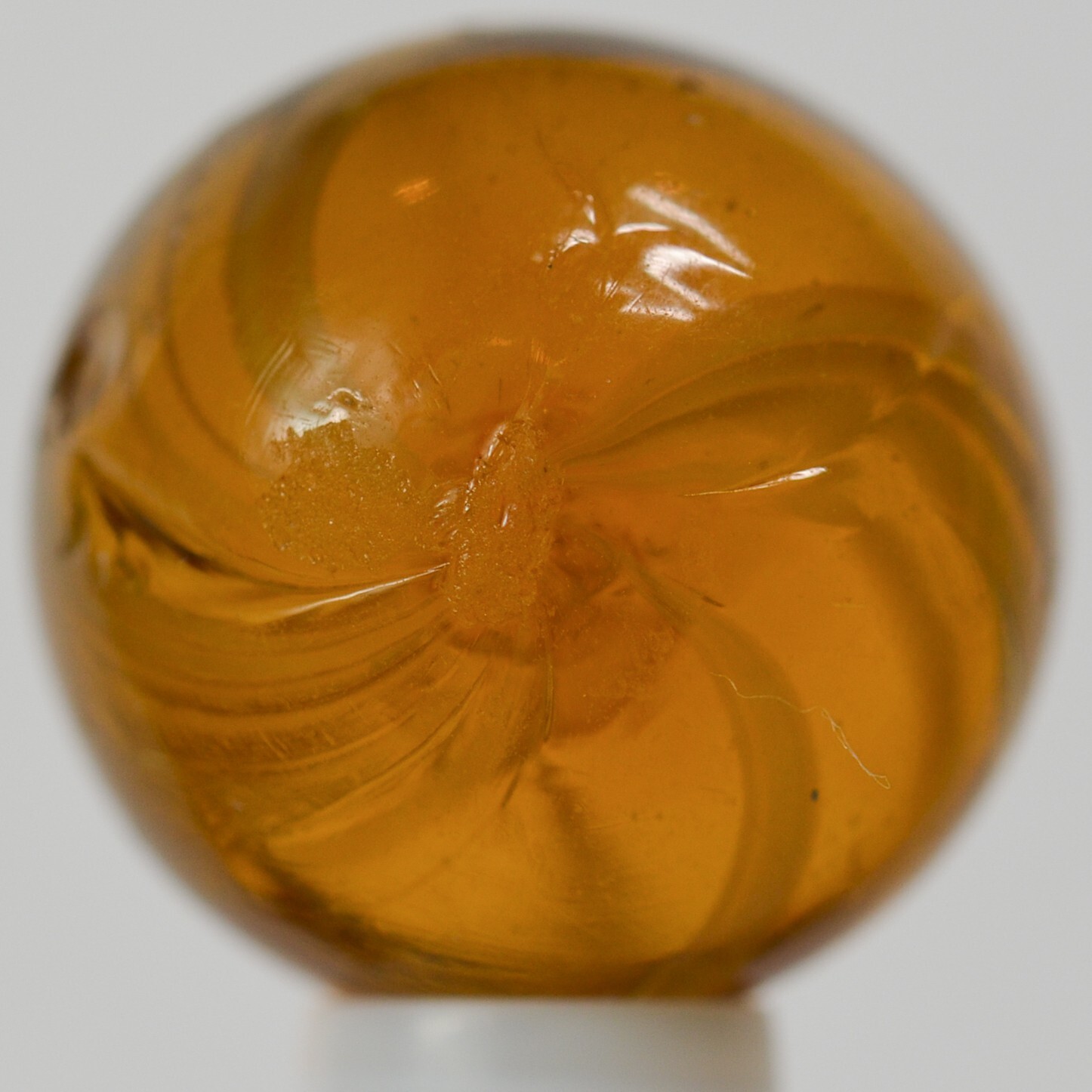 Handmade Gooseberry Marble, Amber Glass, 11/16 in, NM, Buffed, Germany, S1403