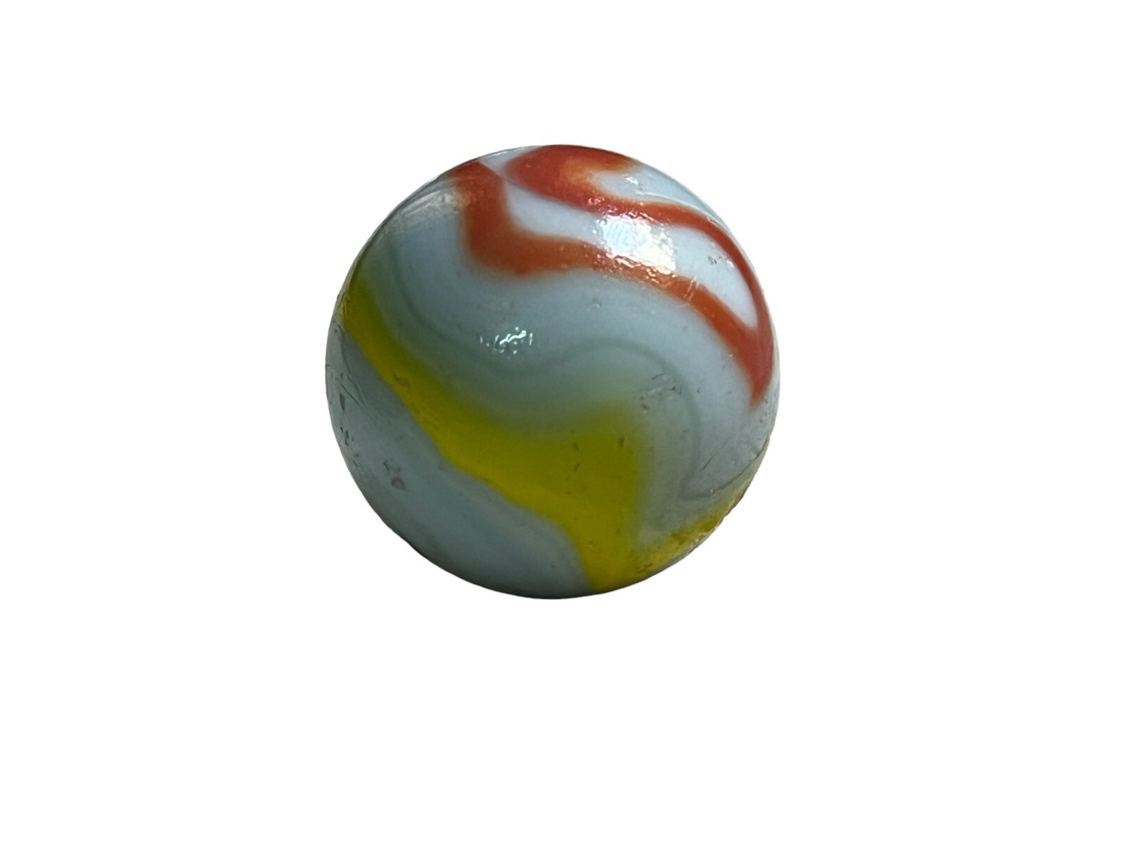 1920s Vintage Original Handmade Divided Core Swirl Colorful Glass Marble Germany