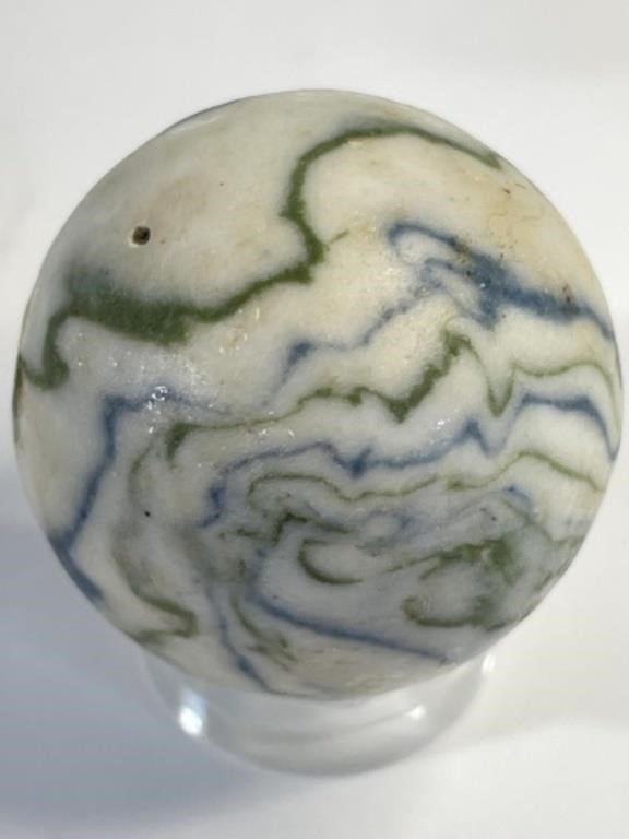 Lot of 3 Vintage Handmade Lined Crockery Marbles. Three sizes Bennington