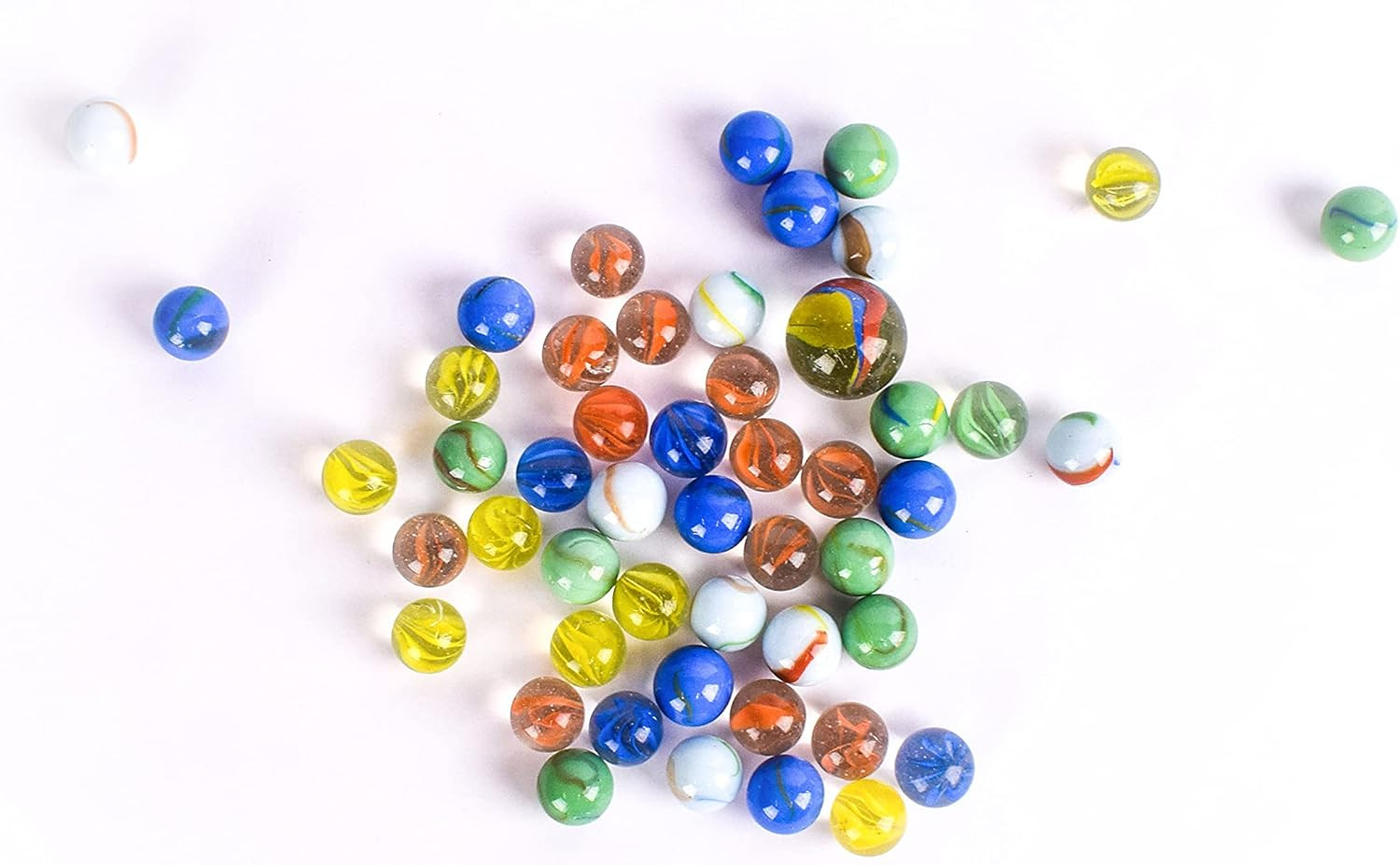 TOYMENDOUS 50 Piece Marbles – Colorful Glass Marble for Kids Games | 49 Player M