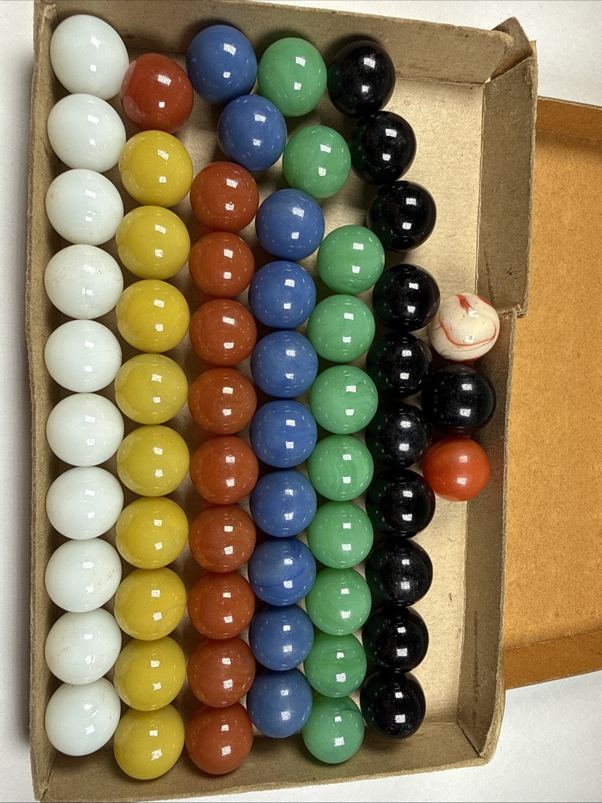 Vintage 1930’s The Vitro Agate Co. Game Marbles #00~Original Box~ Extra Marbles