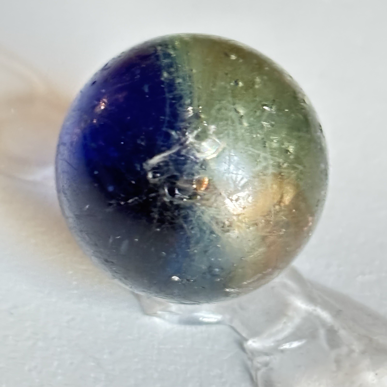 Akro Patch UV reactive Blue & Dark blue Vintage bubble glass marble .68″