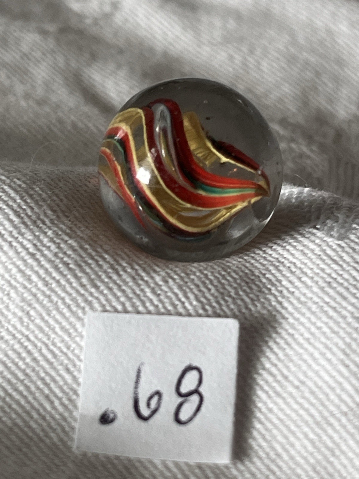 German Naked Divided Core Marble, Fire Polished Pontils. Not Polished, Nm