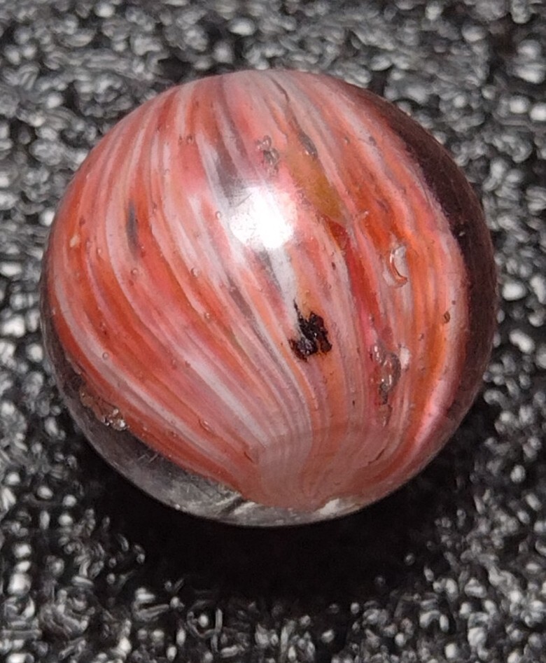 .70″ ✨☁️ SILVER MICA EOD Shrunken OnionSkin Swirl Antique Glass German Marbles