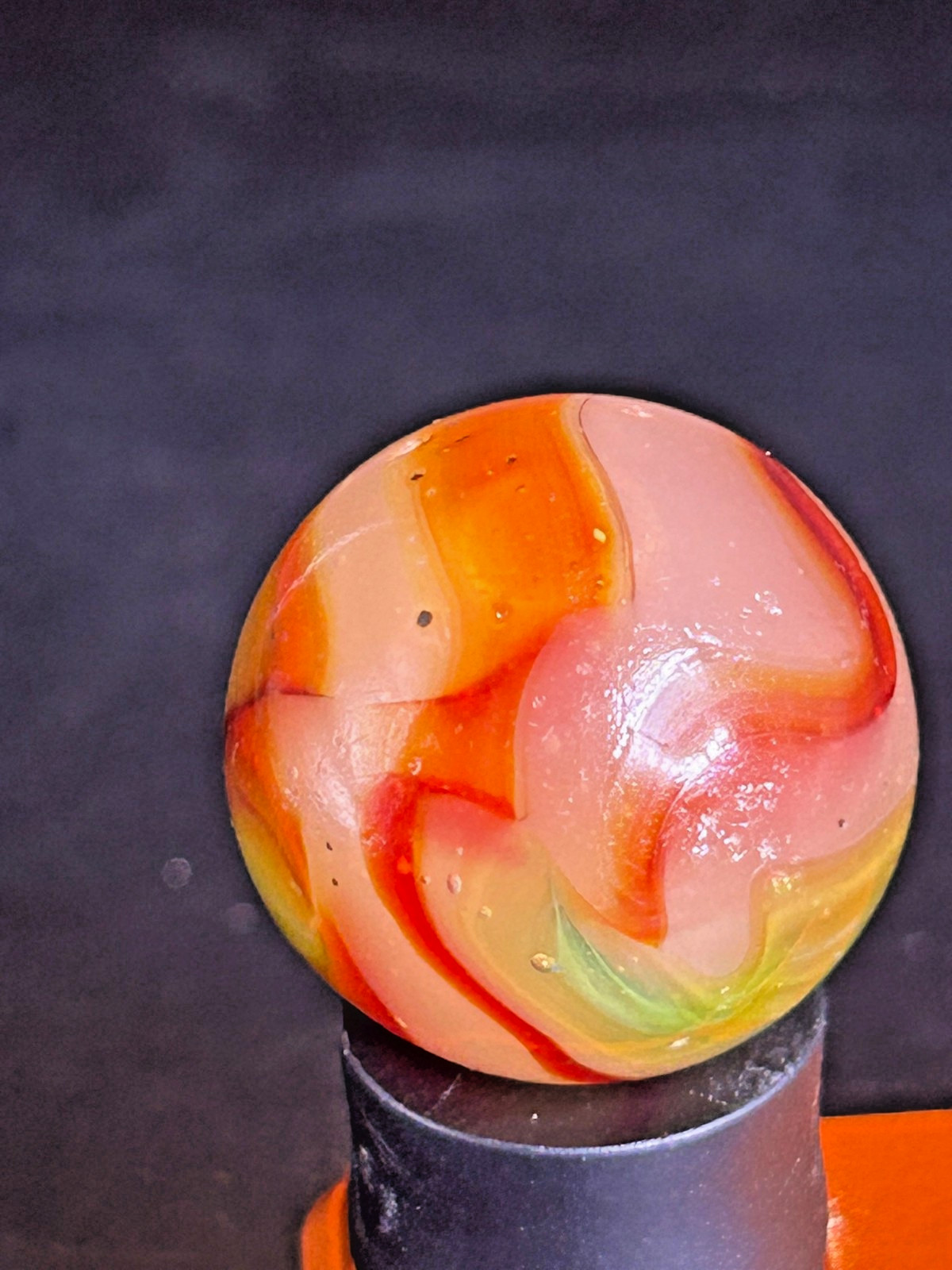 Peltier NLR Flaming Dragon Red, Orange & Green Marble .94″ Near Mint+ SH12