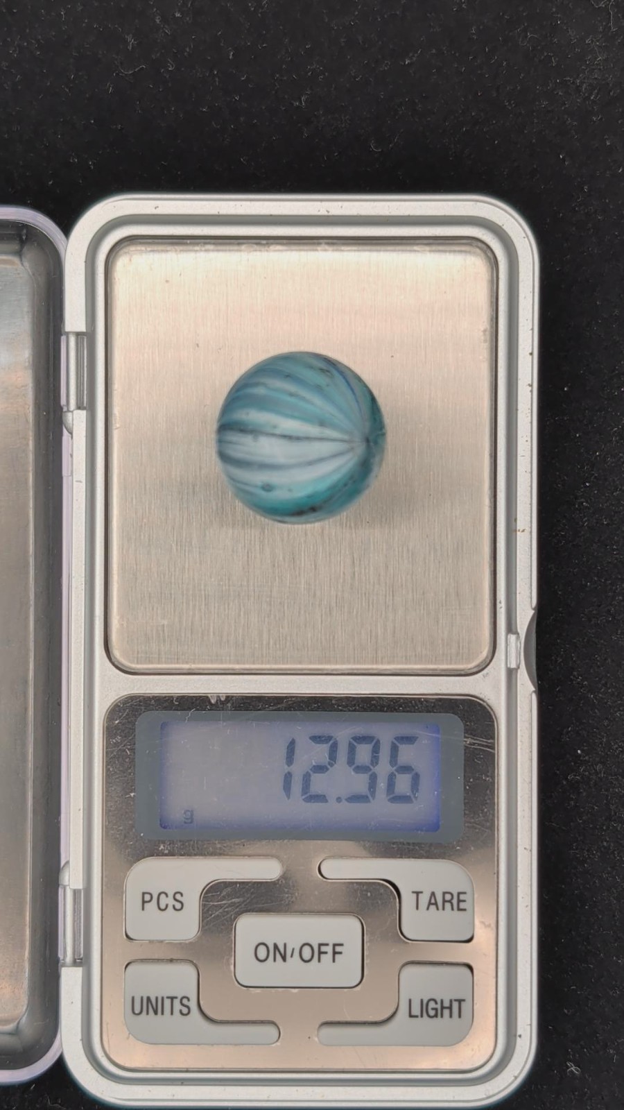 Antique German Onionskin Marble – 13/16″ (21mm) – Blue/White Vortex – 12.96g