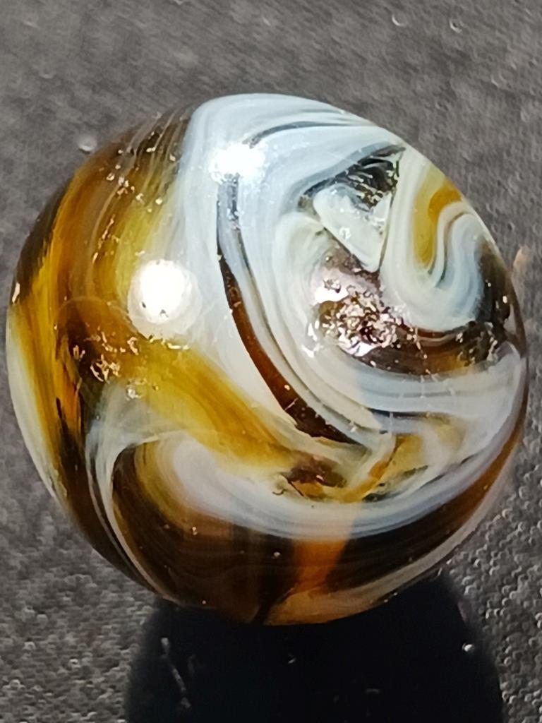 Akro Agate Peltier .61″ Honey Brown Slag Good Condition Serious Marble A203
